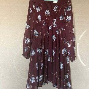 Brand New Floral Burgundy Dress - Large